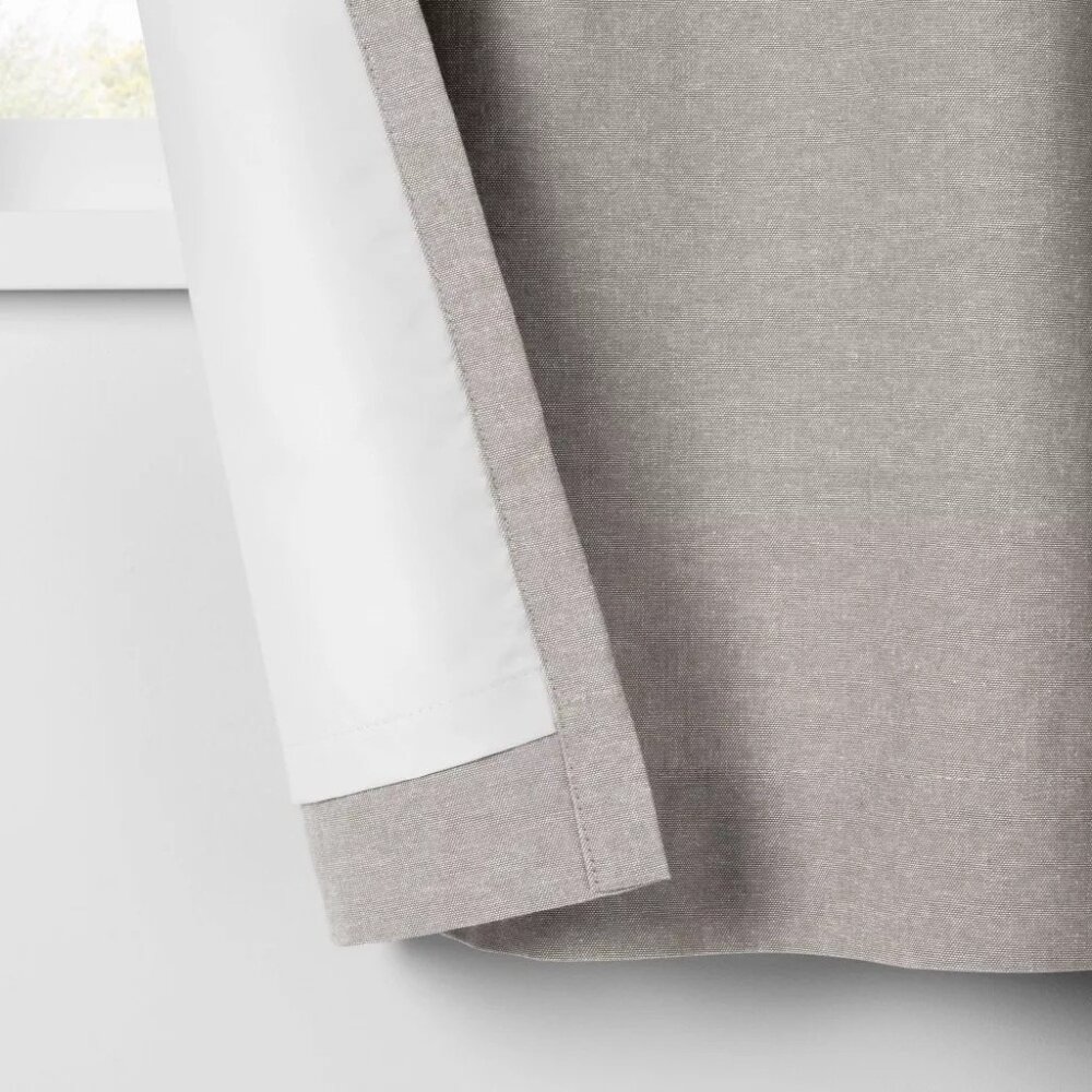 Pillowfort Heather Gray Chambray Cotton Blackout Curtain Panel 42" x 84" NWOT - Picture 4 of 8